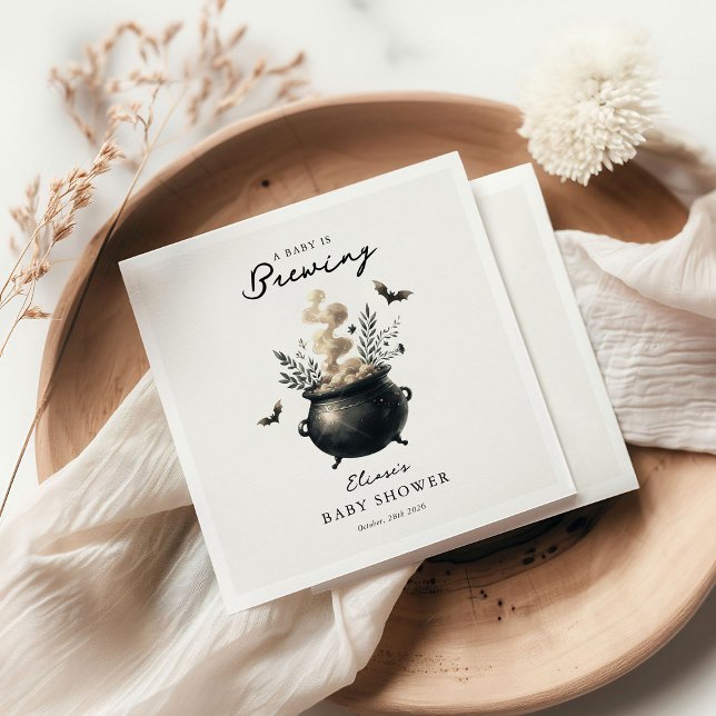 Chic 'a Baby is Brewing' Halloween Baby Shower  Pappersservett (Skapare uppladdad)
