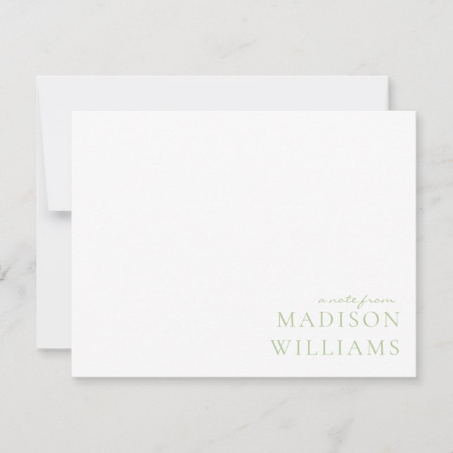 Chic A Note from Script Typography Grönt Note Card Anteckningskort (Framsida)