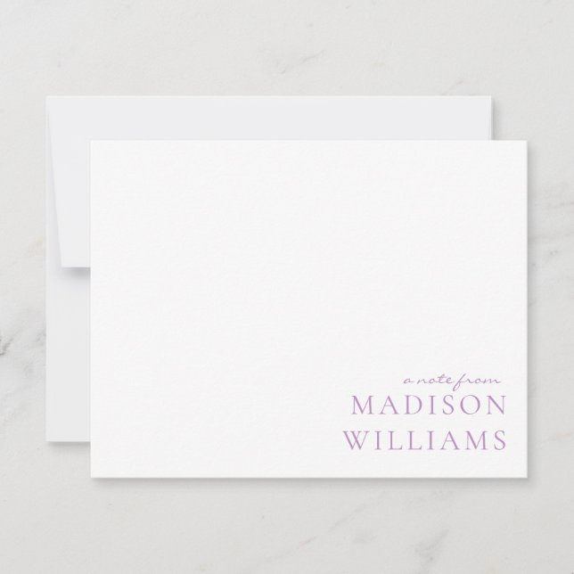 Chic A Note from Script Typography Lila Note Anteckningskort (Framsida)