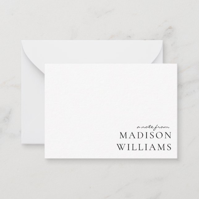 Chic A Note from Script Typography Note Card Anteckningskort (Framsida)