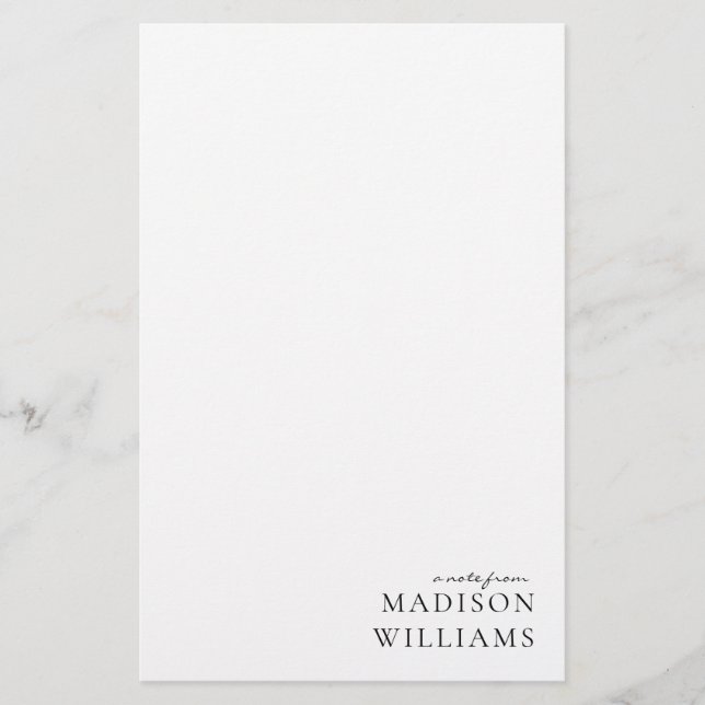 Chic A Note From Script Typography Stationery Brevpapper (Framsida)