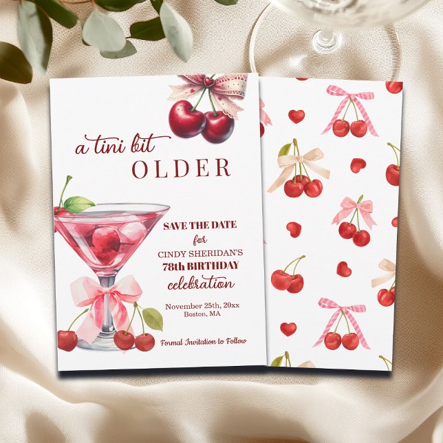 Chic A Tini Bit äldre Cherry Martini 78-årsdag Spara Datumet (Skapare uppladdad)