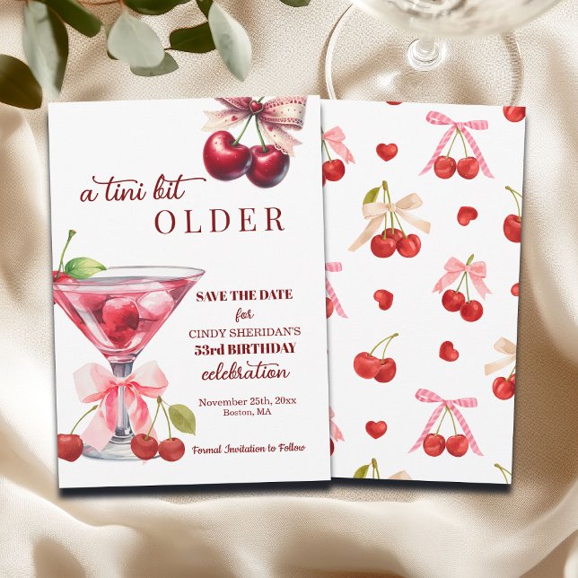 Chic A Tini Bit Äldre Körsbärs Martini 53-årsdag Spara Datumet (Skapare uppladdad)