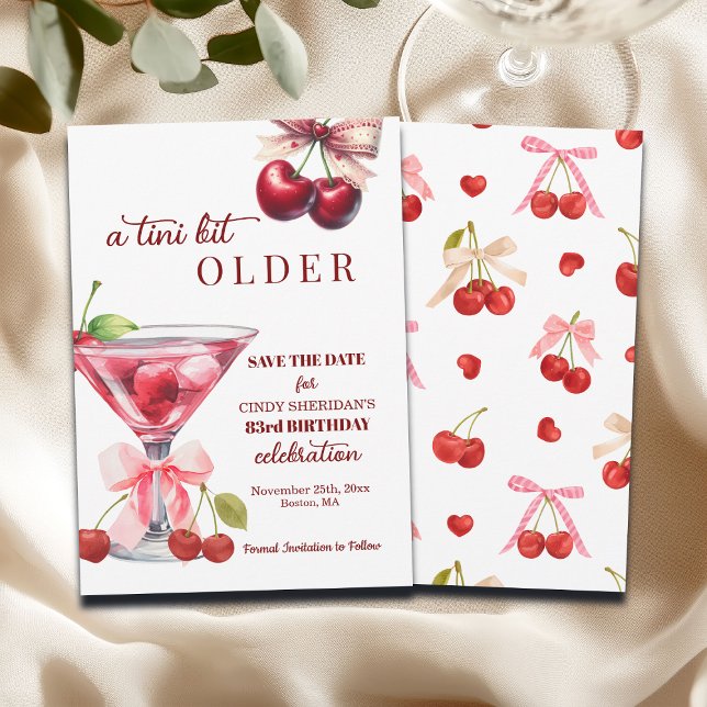 Chic A Tini Bit Äldre Körsbärs Martini 83-årsdag Spara Datumet (Skapare uppladdad)