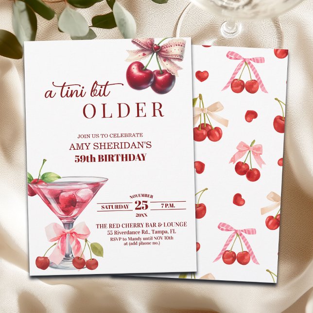 Chic A Tini Bit Older Cherry Martini 59-årsdag Inbjudningar (Skapare uppladdad)
