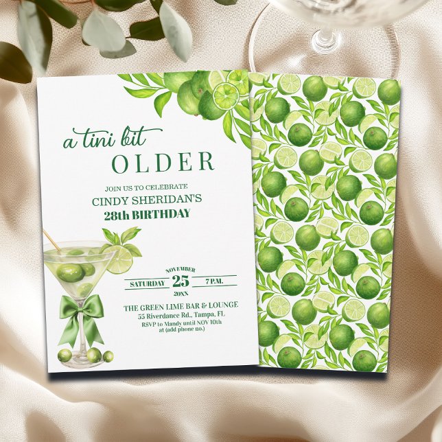 Chic A Tini Bit Older Lime Martini 28th Birthday Inbjudningar (Skapare uppladdad)