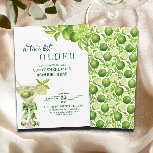 Chic A Tini Bit Older Lime Martini 33rd Birthday Inbjudningar (Skapare uppladdad)