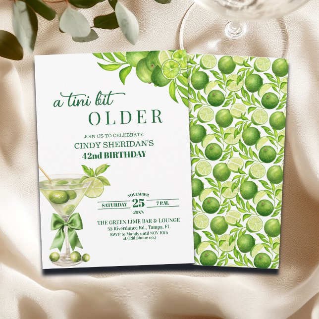 Chic A Tini Bit Older Lime Martini 42nd Birthday Inbjudningar (Skapare uppladdad)