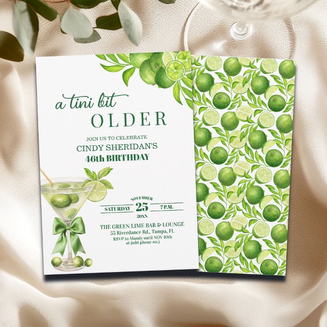 Chic A Tini Bit Older Lime Martini 46th Birthday Inbjudningar (Skapare uppladdad)