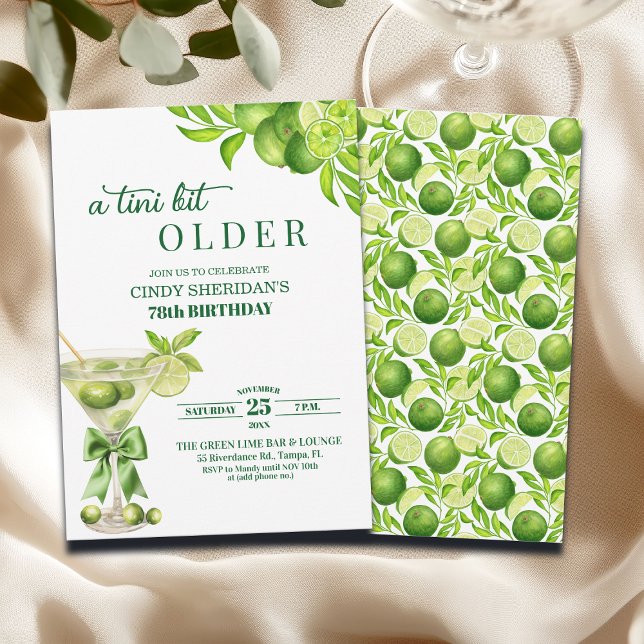 Chic A Tini Bit Older Lime Martini 78th Birthday Inbjudningar (Skapare uppladdad)
