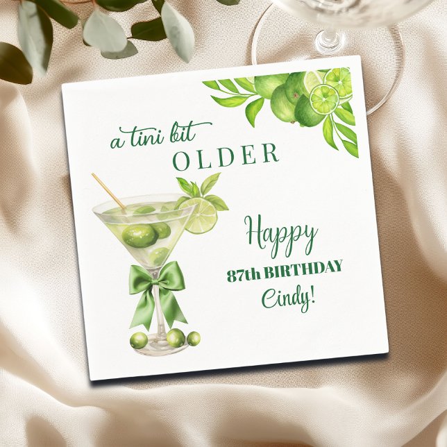 Chic A Tini Bit Older Lime Martini 87th Birthday Pappersservett (Skapare uppladdad)