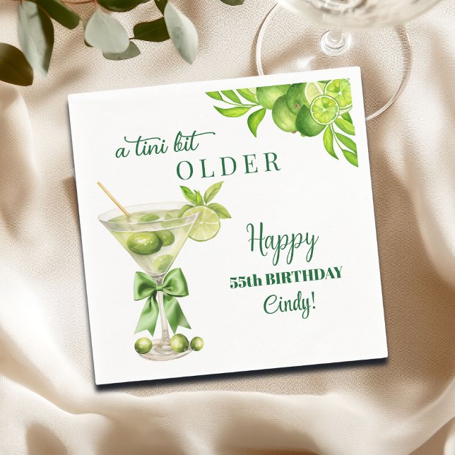 Chic A Tini Lite Äldre Lime Martini 55-årsdag Pappersservett (Skapare uppladdad)