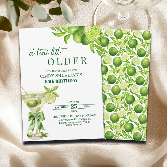 Chic A Tini Lite Äldre Lime Martini 65-årsdag Inbjudningar (Skapare uppladdad)