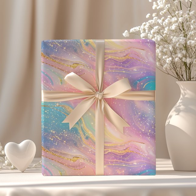 Chic Abstract Pastel Glitter Color Pattern Presentpapper (Skapare uppladdad)