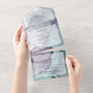 Chic Abstrakt Bläck Amethyst Teal Allt i Ett Inb