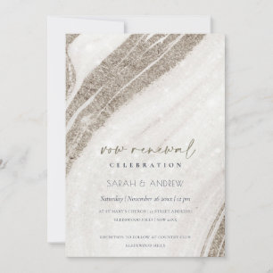 Chic Abstrakt Blek Guld Marble Agate Vow Renewal Inbjudningar