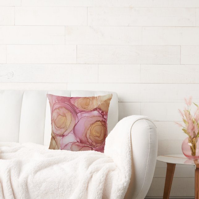 Chic Abstrakt Blommigt Ro Brown Beige Lila Kudde (Soffa)