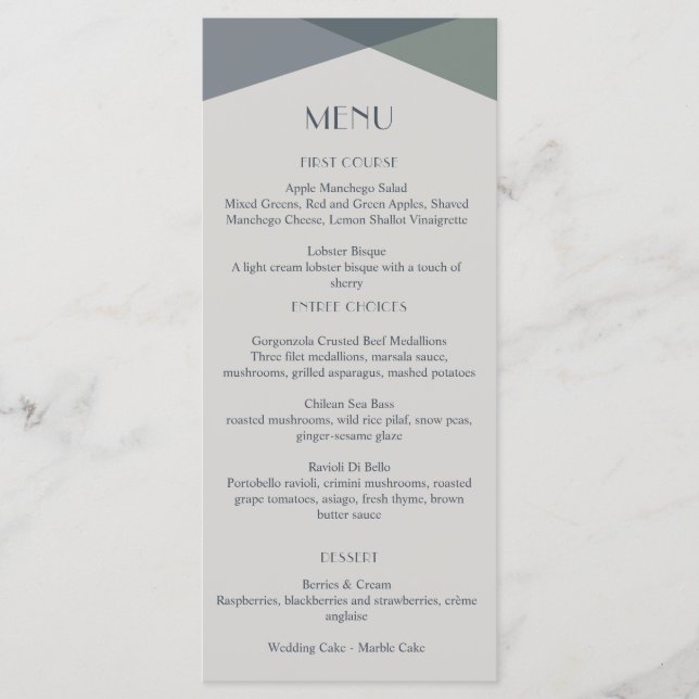 Chic Abstrakt Geometric Sage Navy Dusty Blue Meny (Framsida)