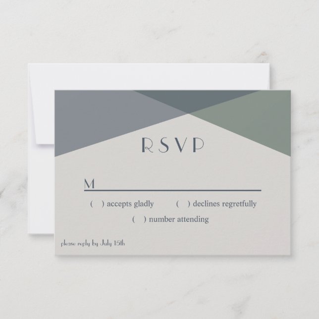 Chic Abstrakt Geometric Sage Navy Dusty Blue OSA Kort (Framsida)