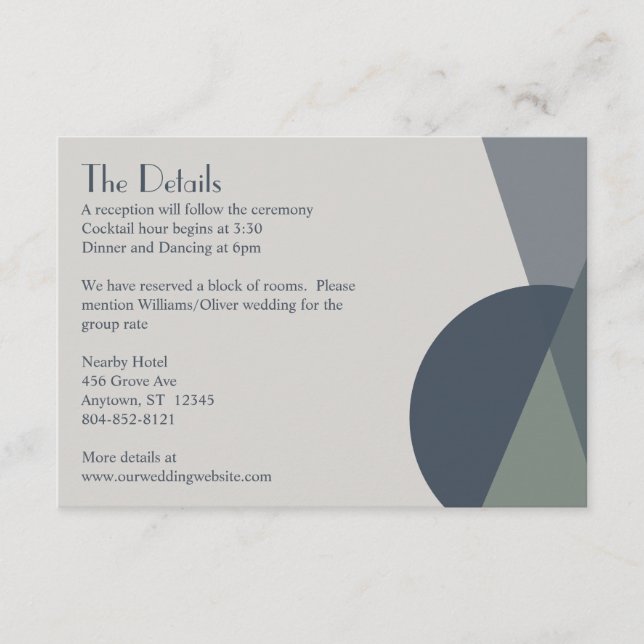 Chic Abstrakt Geometric Sage Navy Dusty Blue Tilläggskort (Framsida)