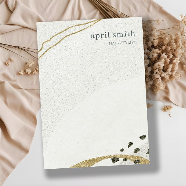 Chic Abstrakt Ivory Guld Black Grått Stone Struktu Anteckningskort (Skapare uppladdad)