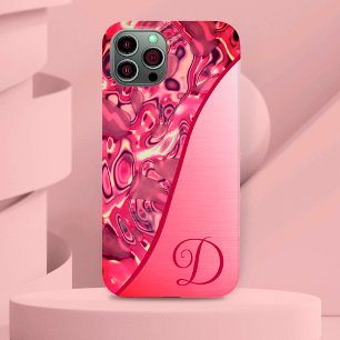 Chic Abstrakt Magenta Red Rosa Färg Monogram