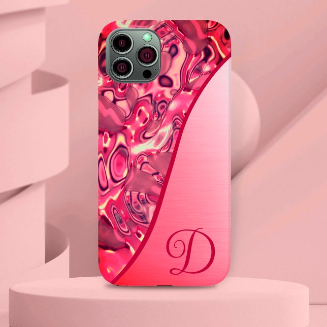 Chic Abstrakt Magenta Red Rosa Färg Monogram (Skapare uppladdad)