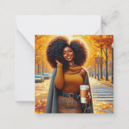 Chic African American Woman Thanksgiving | Fall Anteckningskort