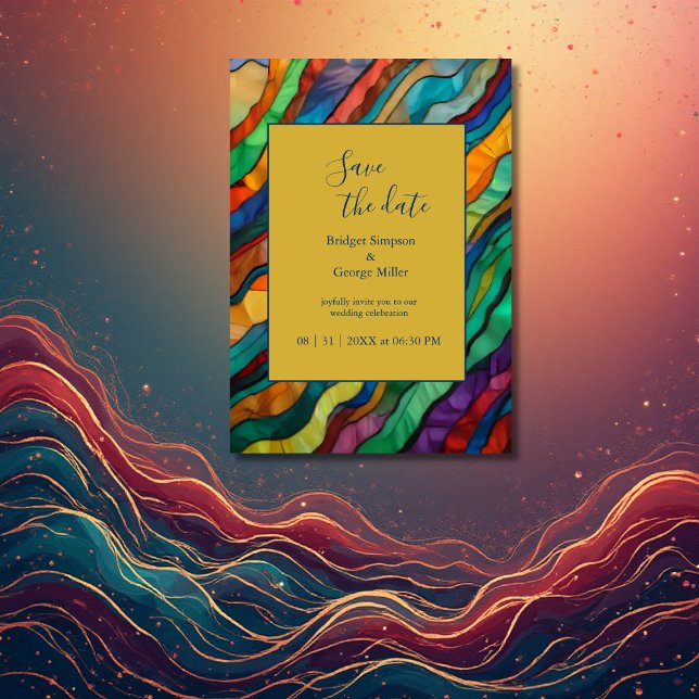 chic afrikanskt destinationsbröllop spara datumet inbjudningar (Skapare uppladdad)