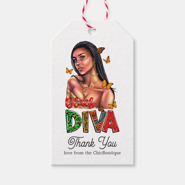 Chic afroamerikansk diva presentetikett (Framsidan)