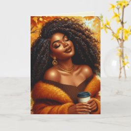 Chic afroamerikansk kvinna Thanksgiving | Höst Kort
