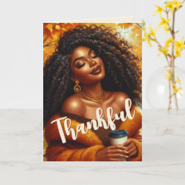 Chic afroamerikansk kvinna Thanksgiving | Höst Kort