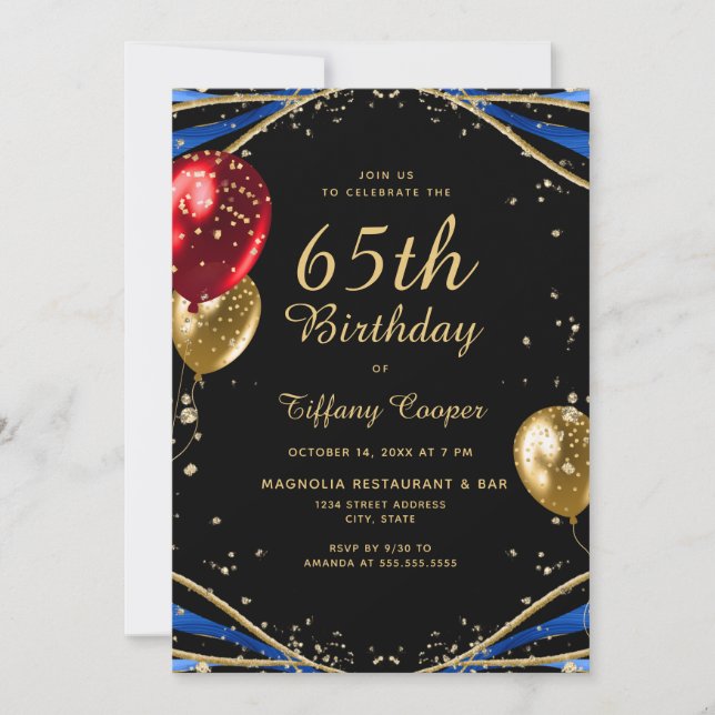 Chic Agate 65e Birthday Inbjudningar (Framsida)