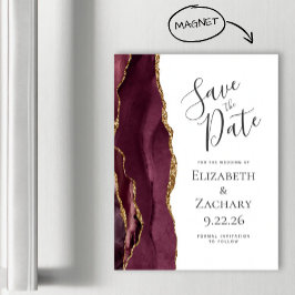 Chic Agate Burgundy Guld Magnetic Save Date