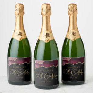 Chic Agate Geode Burgundy Guld 50:e Födelsedagsfes