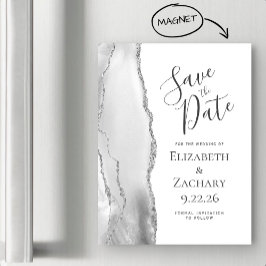 Chic Agate Grått Silver Magnetic Save Date
