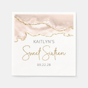 Chic Agate Ivory Guld Sweet 16 Birthday Pappersservett