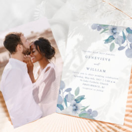 Chic Airy Blue Blommigt Bouquet Photo Bröllop
