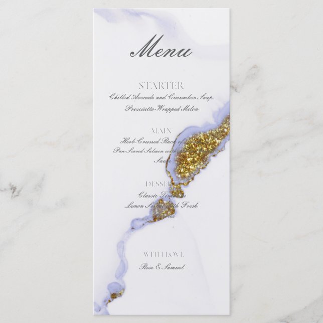 Chic Alcohol Bläck Handmade Glitter Guld Flat Menu Meny (Framsida)