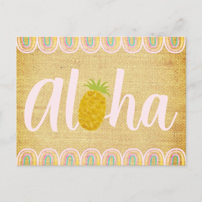 Chic Aloha Ananas Inbjudan Vykort (Framsida)
