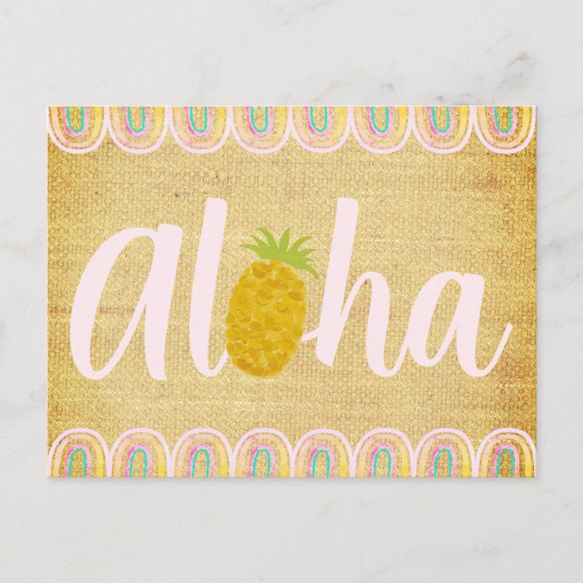  Chic Aloha Pineapple Inbjudan Vykort (Framsida)