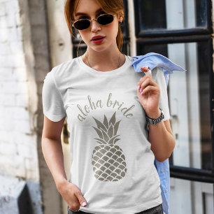 Chic Aloha Tribe Hawaiian Silver Pineapple Bride T Shirt