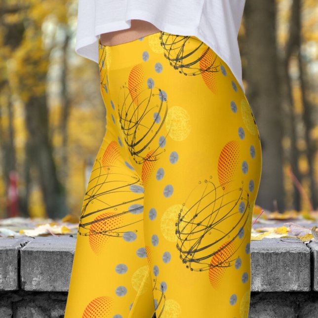 Chic Amber Orange Atomic Vortex Mönster Leggings (Amber Orange Atomic Vortex Leggings)
