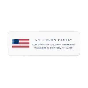 Chic Amerikanska Flagga 4 juli Patriotic Adress Returadress Etikett