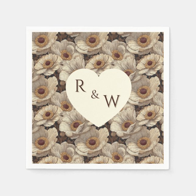 Chic Anemones Sparkle Autumn Wedding Pappersservett (Framsidan)