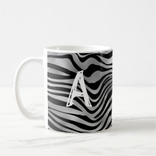 Chic Animal Print Black Grått Tiger Rand Monogram Kaffemugg