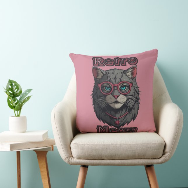 Chic Anime Grått Cat Logotyp för Fläkt Kudde (Stol)