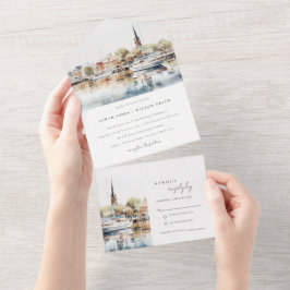 Chic Annapolis Maryland Watercolor Bröllop