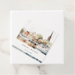 Chic Annapolis Maryland Watercolor Bröllop Gåvor Etiketter