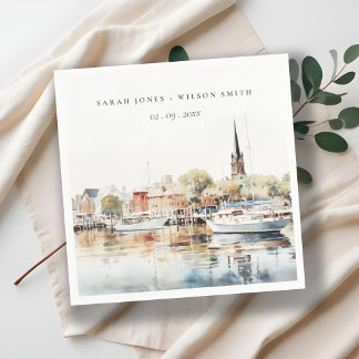 Chic Annapolis Maryland Watercolor Bröllop Pappersservett